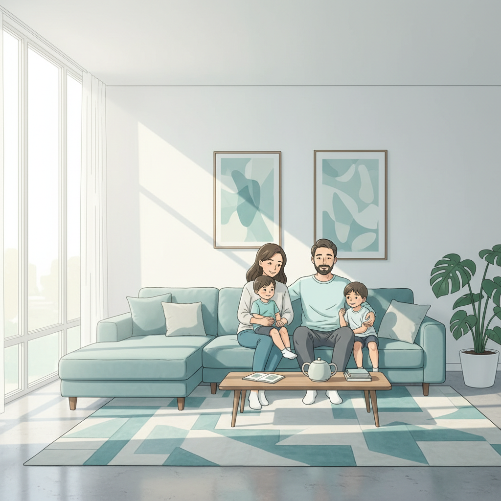 Happy family enjoying comfortable home