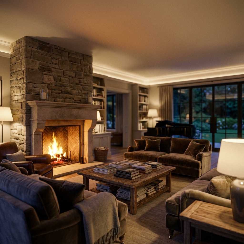 Cozy interior with warm lighting